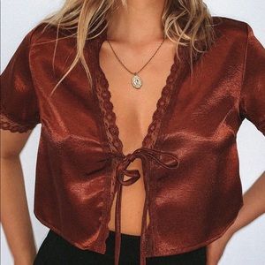 Vintage Tie Up Top Rust